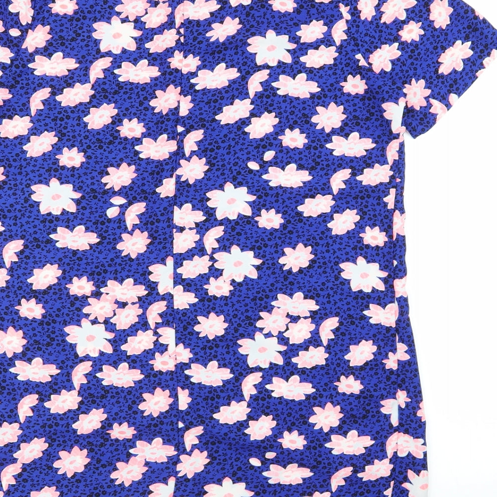 Glamorous Womens Blue Floral A-Line Size 12
