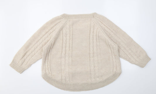 Womens UK Size S OASIS Beige Pullover Jumper