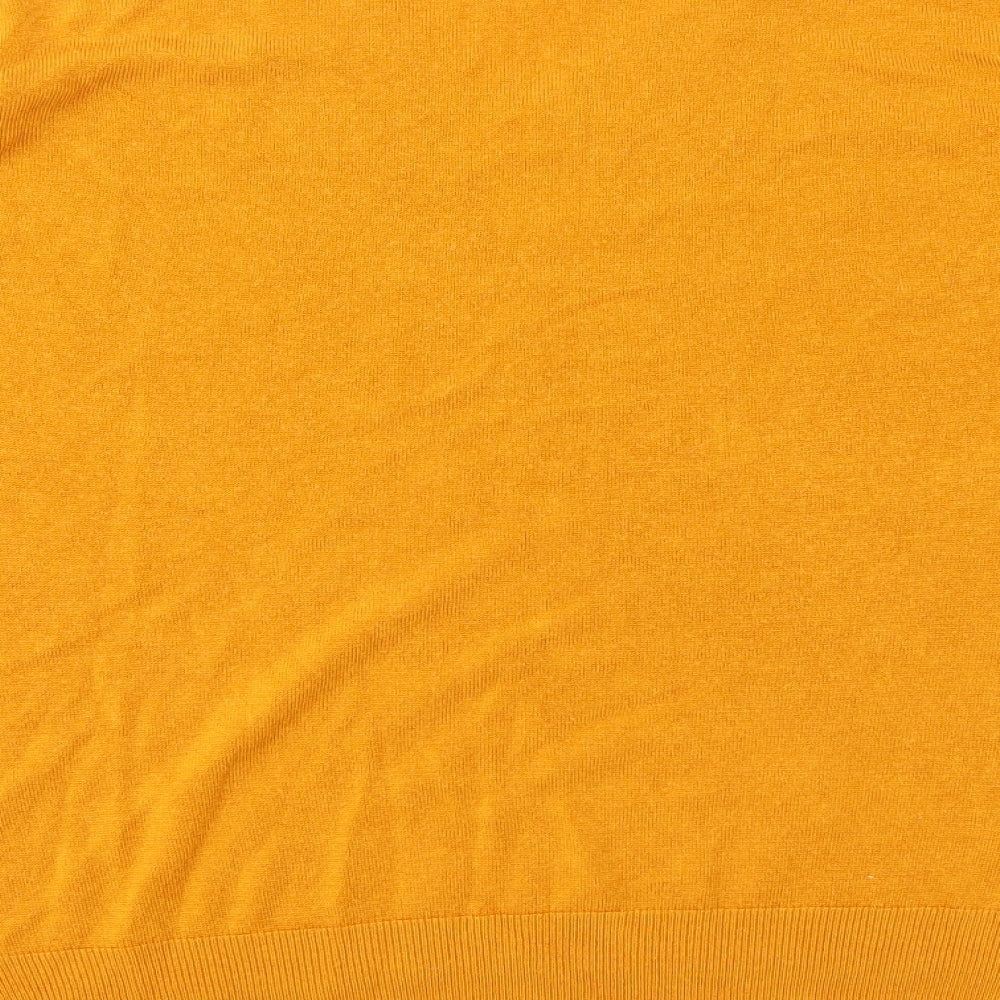 Brand and care label for Primark women’s orange jumper, size L