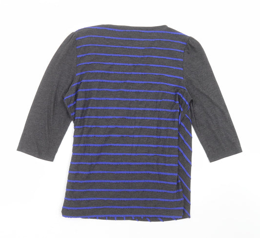 Marks and Spencer Womens Grey Striped Basic Blouse Size 18