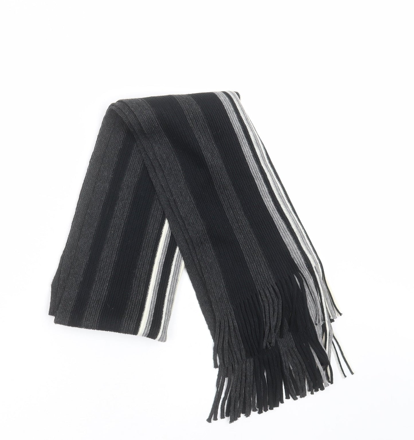 Preworn Mens Black Striped Scarf One Size
