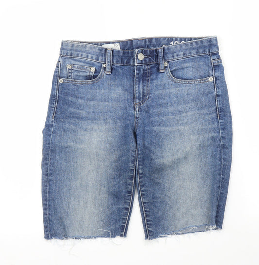 Additional front view of Gap women’s blue denim bermuda shorts, size UK 26, in