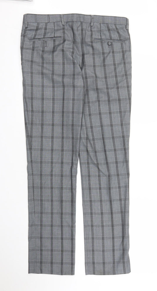 Harry Brown Mens Grey Check Trousers Size 30 in L31 in