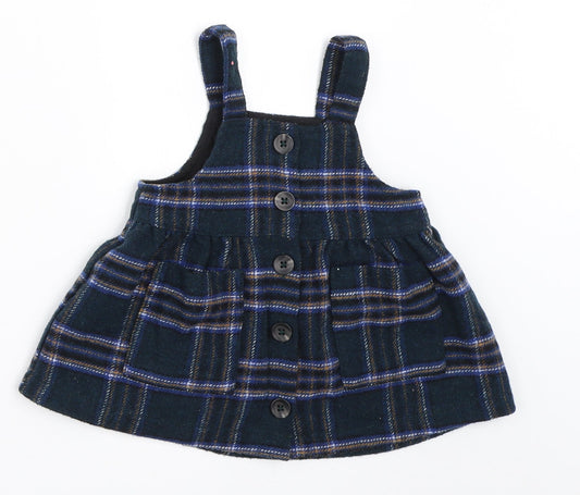 NEXT Girls Blue Check Pinafore/Dungaree Dress Size 3-6 Months