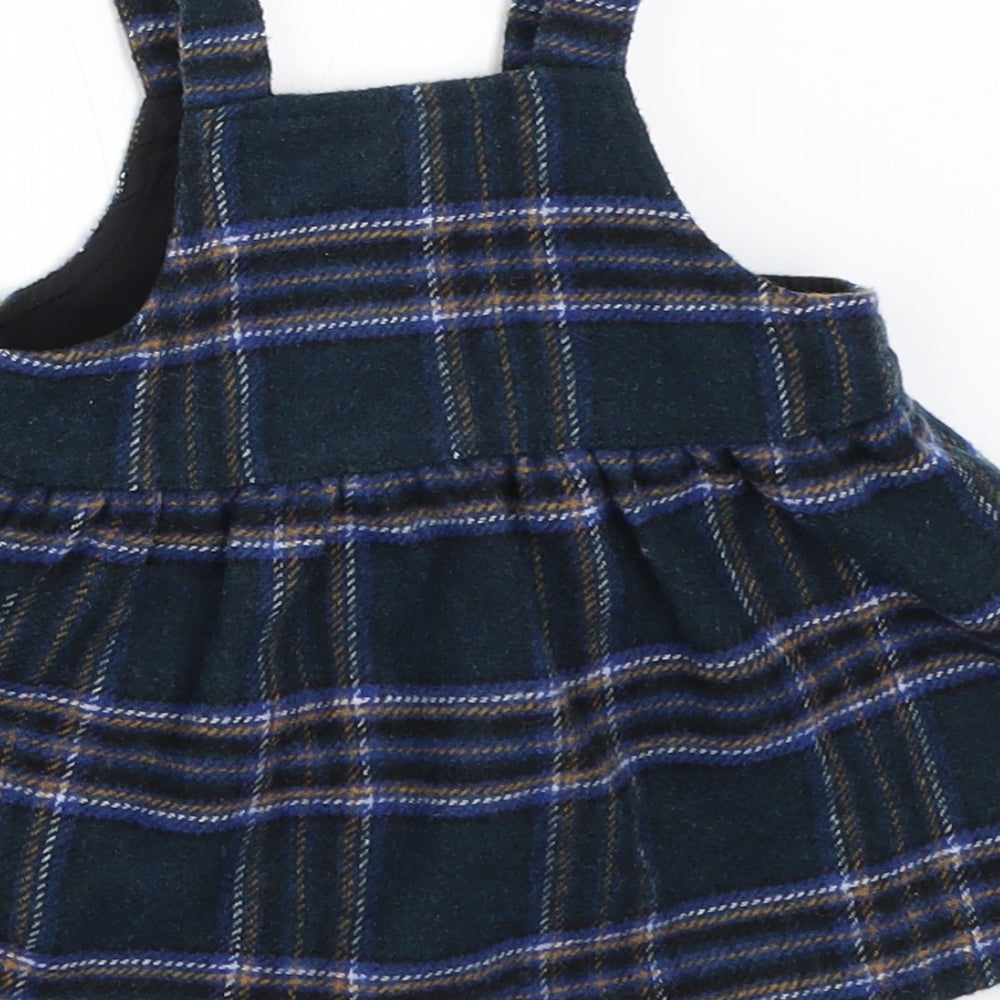 NEXT Girls Blue Check Pinafore/Dungaree Dress Size 3-6 Months