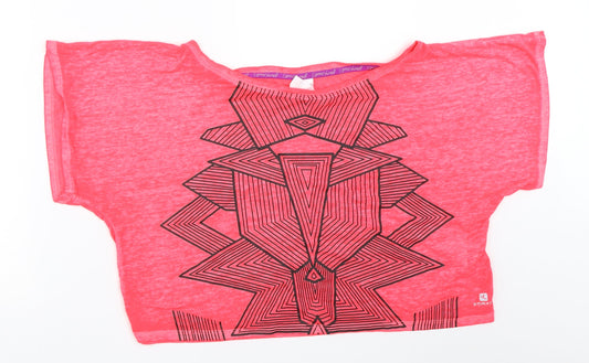 Womens UK Size XS DECATHLON Pink Basic T-Shirt