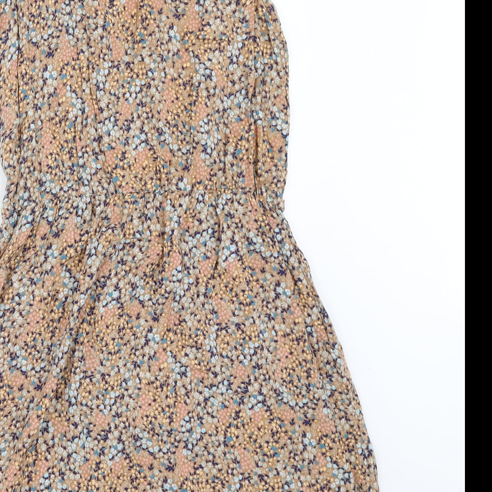 Miss Selfridge Womens Beige Floral Fit & Flare Size 12