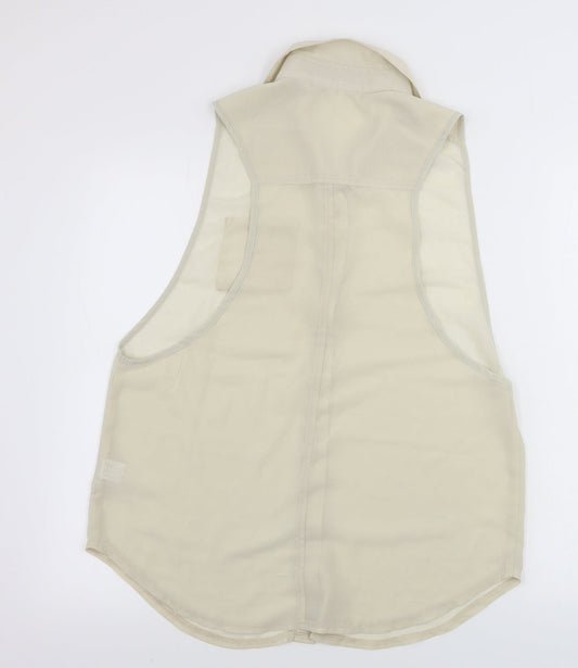 Boohoo Womens Beige Basic Button-Up Size 12