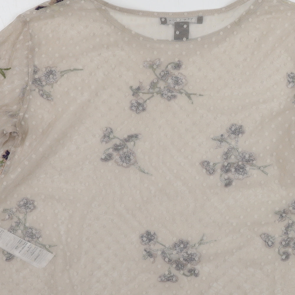 Womens UK Size 8 New Look Beige Basic T-Shirt