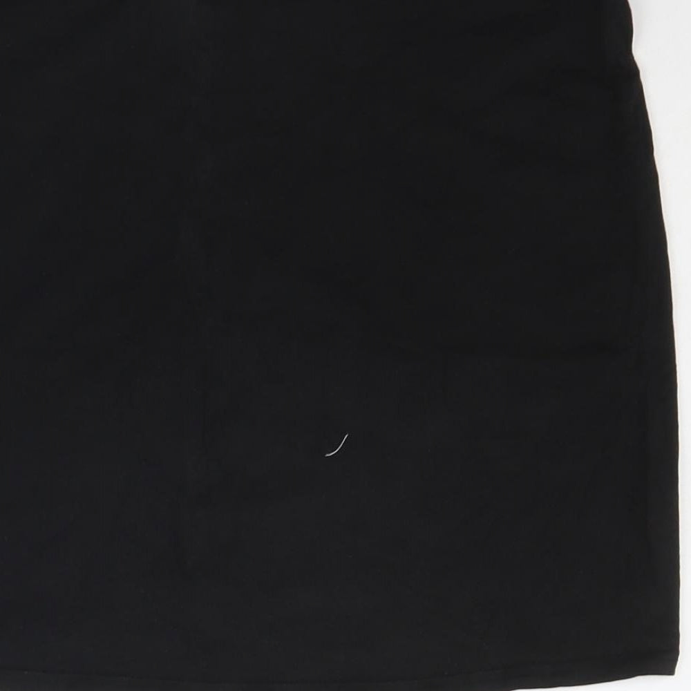 Brand and care label for Divided women’s black a-line skirt, size M