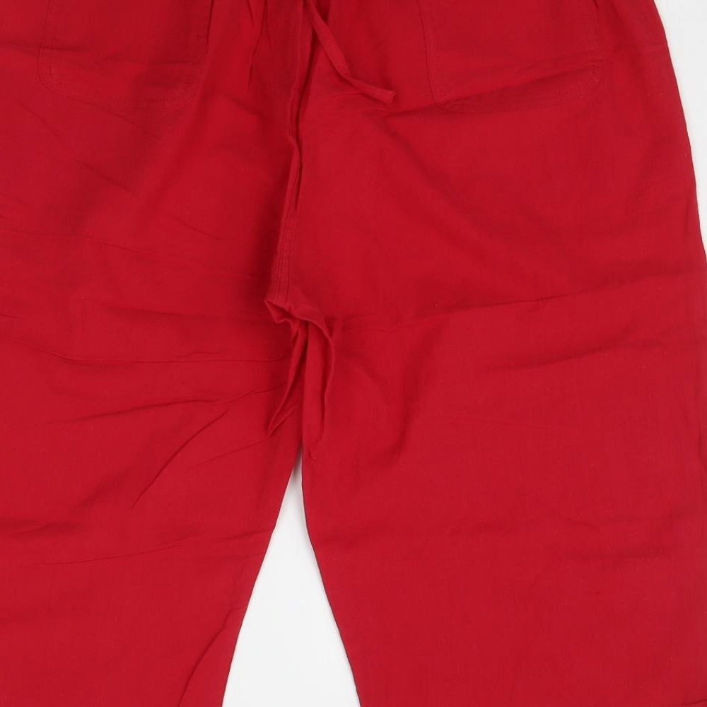 Womens UK Size 4XL Preworn Regular Fit Red Trousers