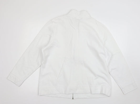 Womens UK Size 18 Debenhams White Full Zip Jumper