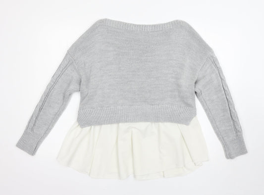 Womens UK Size M cameo rose Grey Pullover Jumper