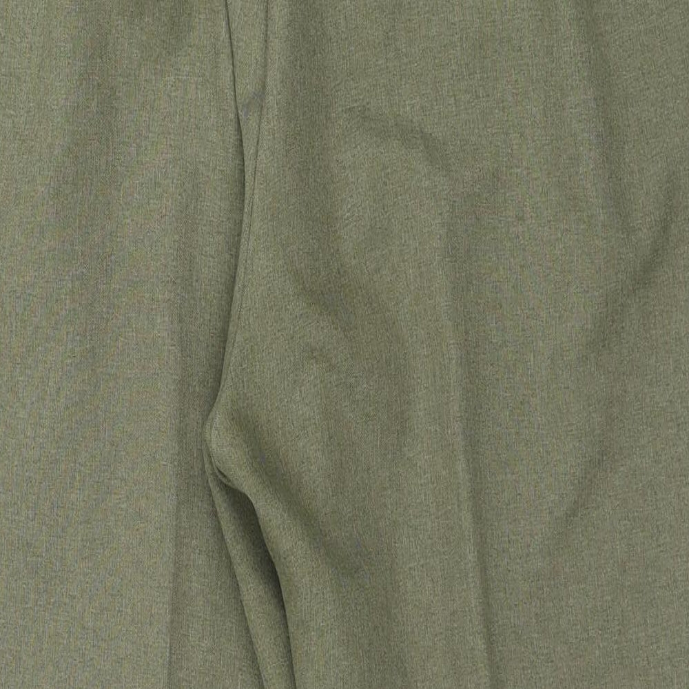 Brand and care label for Bonmarché women’s green trousers, size UK 18, 25-inch leg