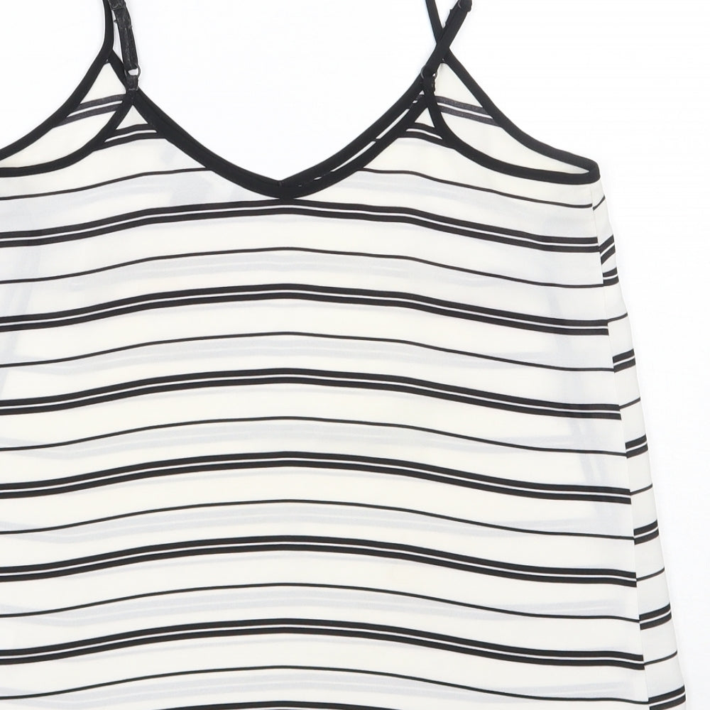 Primark Womens White Striped Basic Tank Size 10