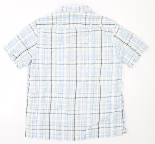 Mens UK Size M BHS Blue Button-Up Short Sleeve Casual Shirt