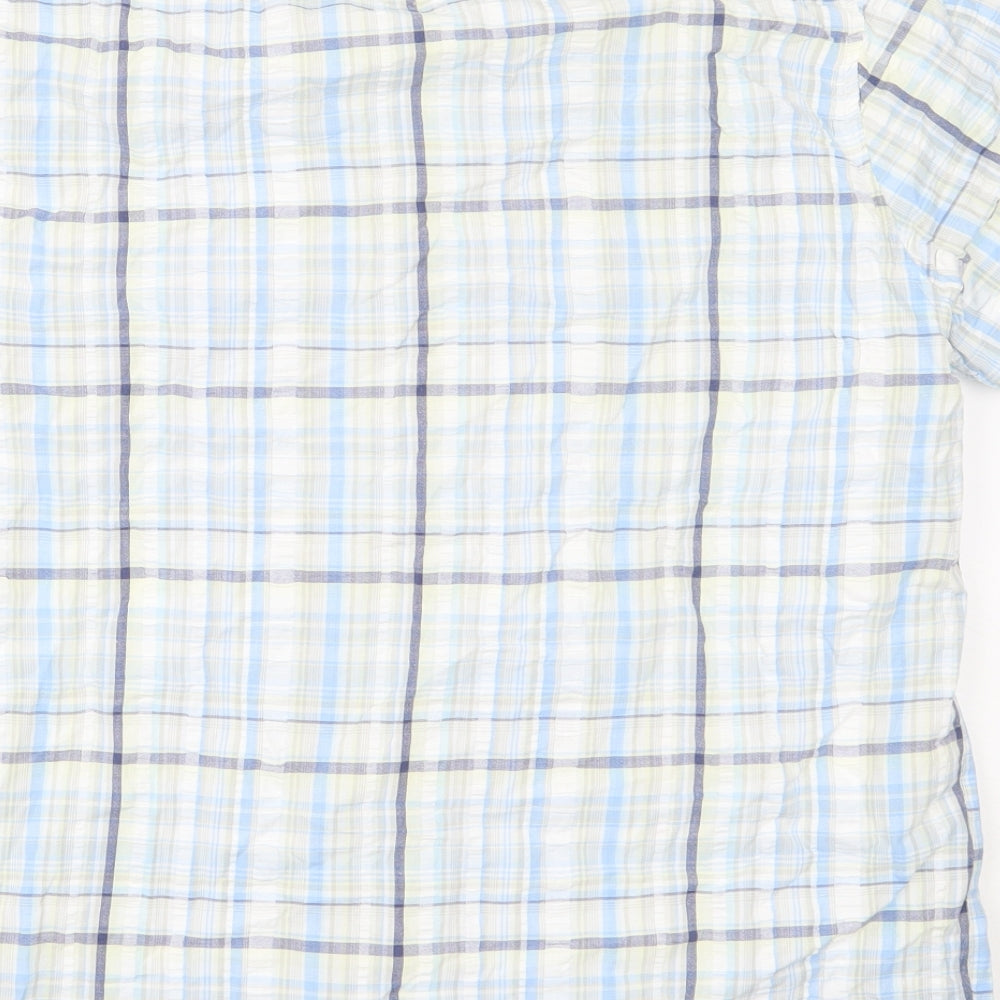 Mens UK Size M BHS Blue Button-Up Short Sleeve Casual Shirt