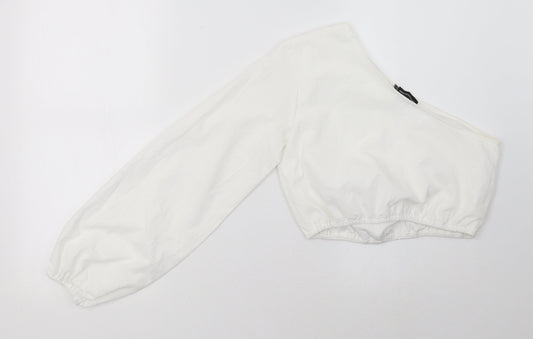Womens UK Size 8 PRETTYLITTLETHING White Cropped Blouse