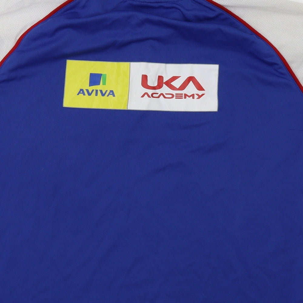 UKA Academy Mens Blue Colourblock Basic Polo Size M