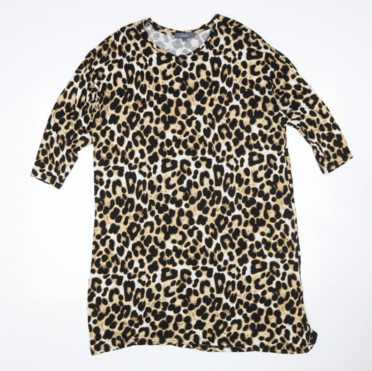 Additional front view of Studio women’s multicoloured animal print t-shirt dress, size UK 12