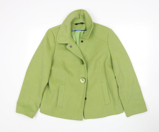 Womens UK Size 14 BM Green Overcoat