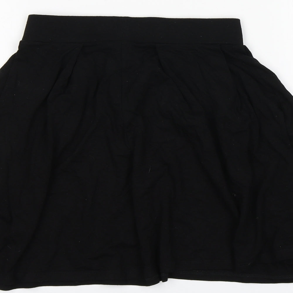 Brand and care label for ASOS women’s black a-line skirt, size UK 4
