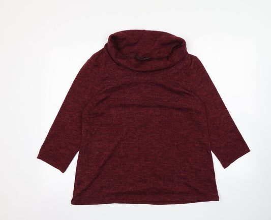 Additional front view of Mia Moda women’s red basic t-shirt, size UK 16