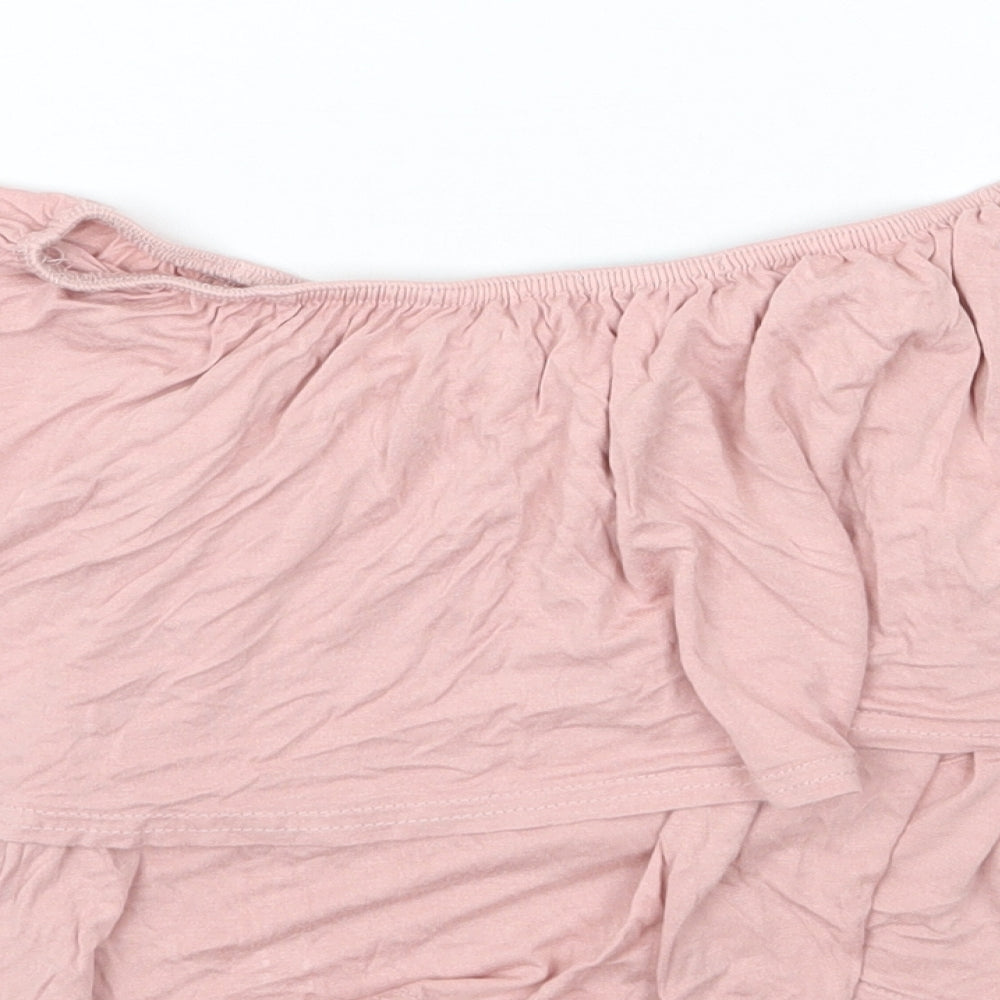 Boohoo Womens Pink Cropped Blouse Size 8