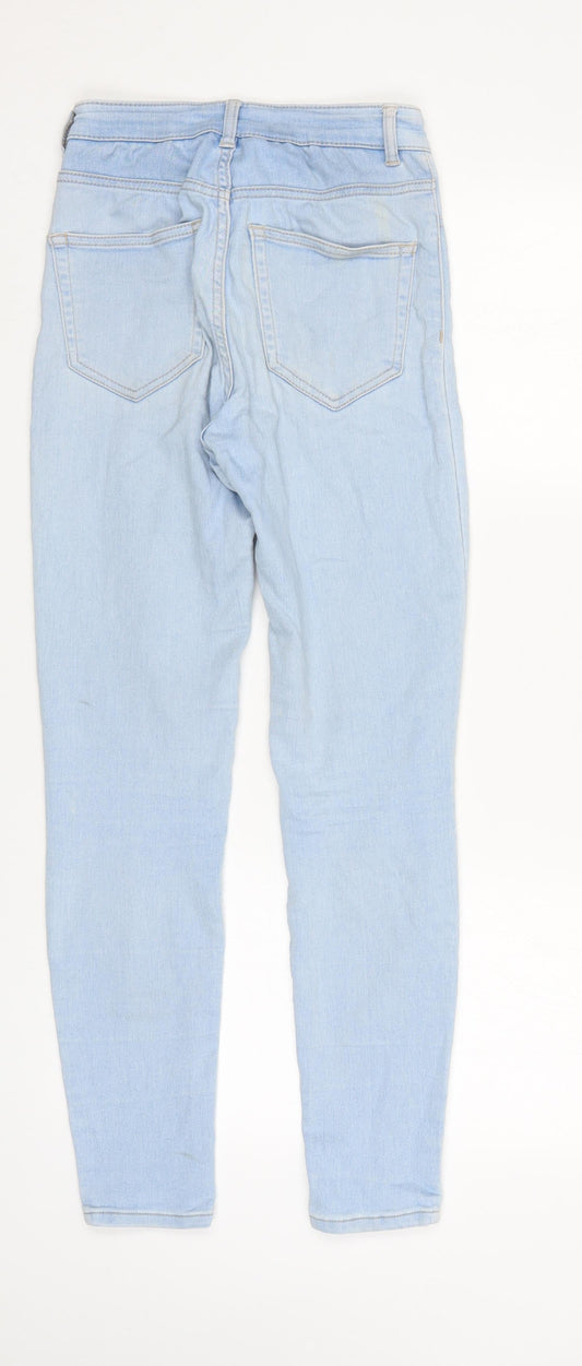 Back view of Pull&Bear women’s blue skinny jeans, size UK 6, 28-inch leg