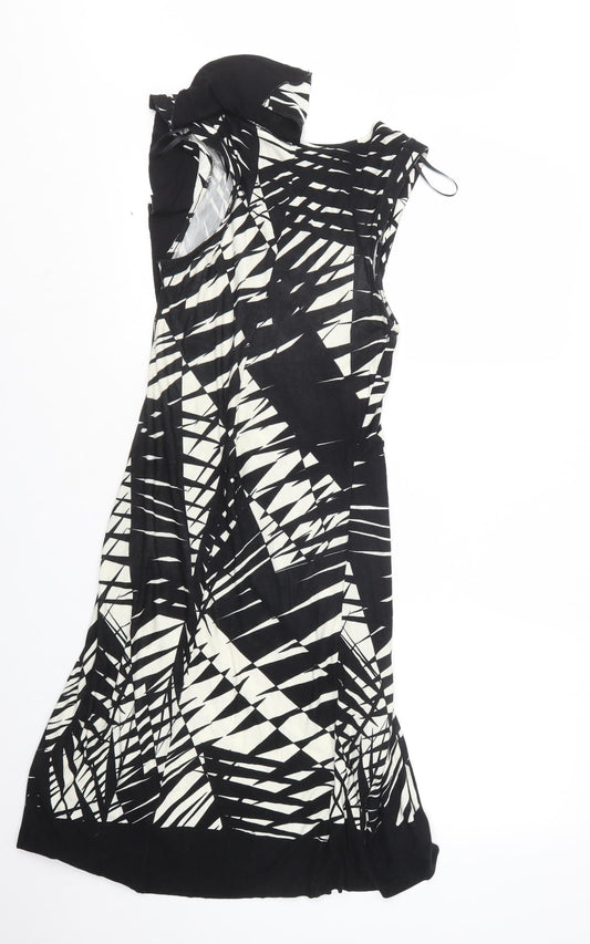 Oasis Womens Black Geometric T-Shirt Dress Size S