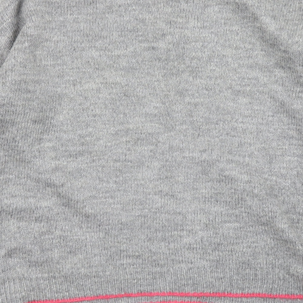 Primark Womens Grey Floral Knit Pullover Jumper Size S