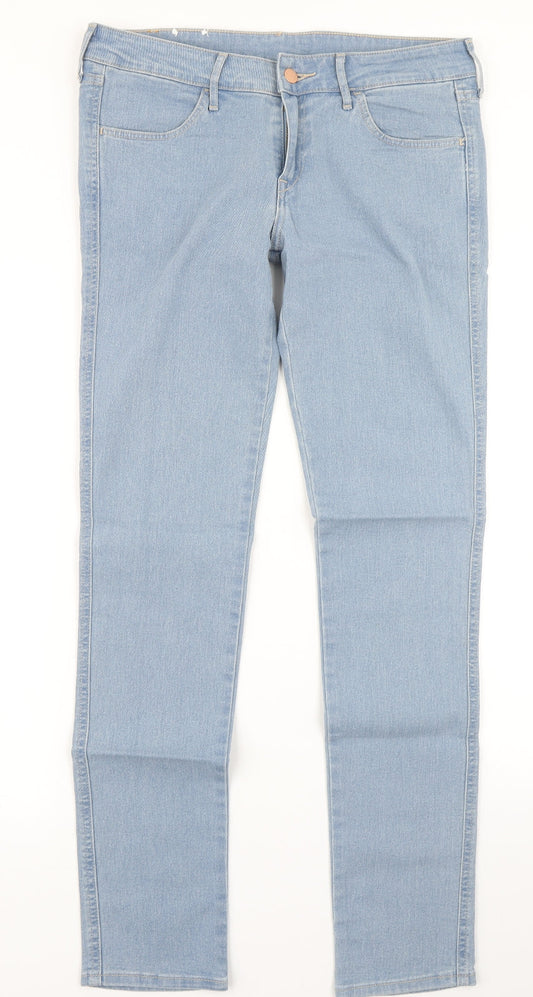Additional front view of &Denim women’s blue denim skinny jeans, size UK 31, in, 32-inch leg