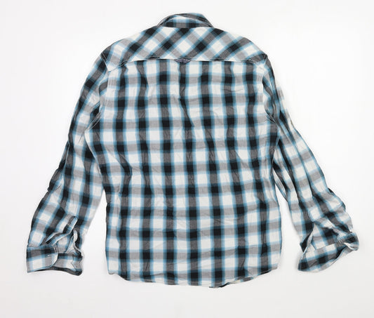 Angelo Litrico Mens Black Check   Button-Up Size M