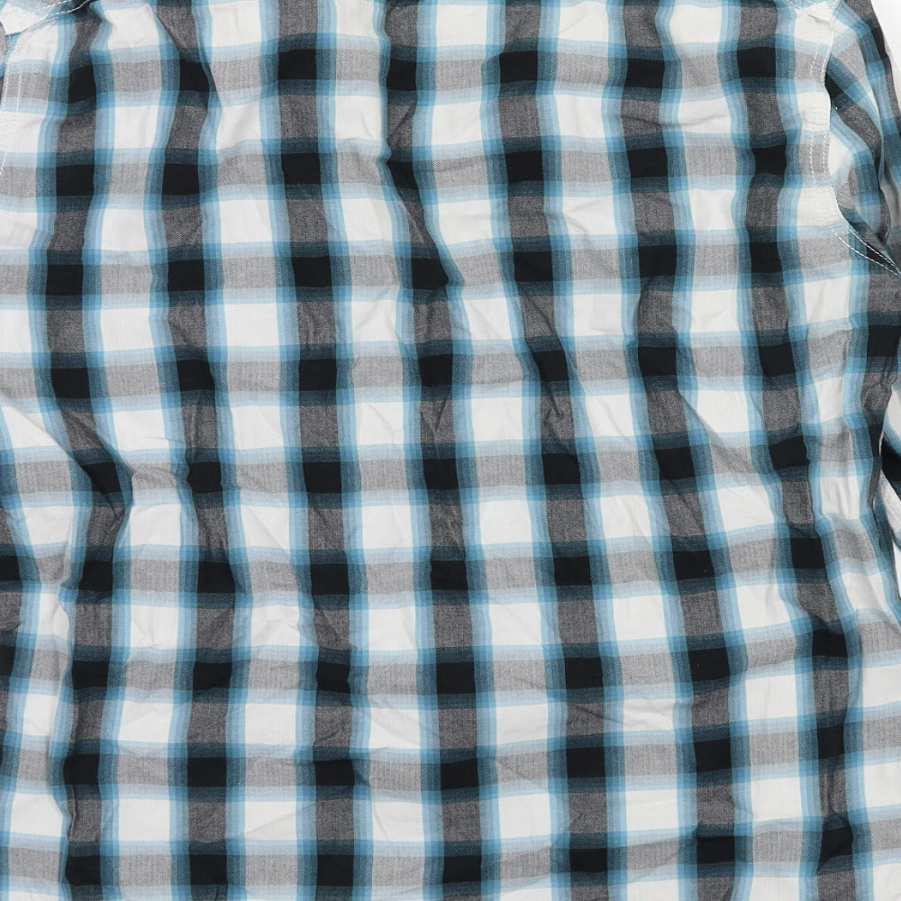 Angelo Litrico Mens Black Check Button-Up Size M