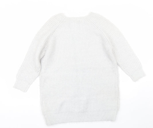 Womens UK Size 8 River Island Silver Pullover Jumper