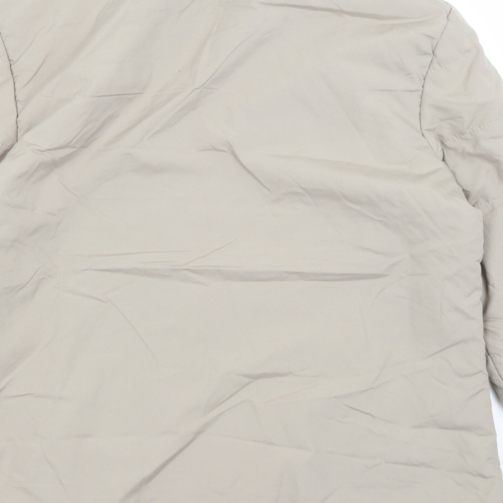 Brand and care label for Ann De Lancay women’s grey quilted coat, size M