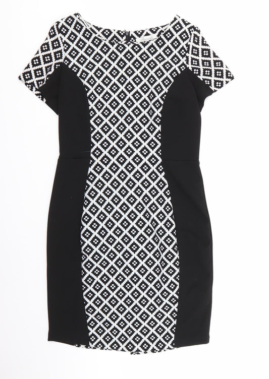 Additional front view of Peacocks women’s multicoloured geometric fit & flare, size UK 12