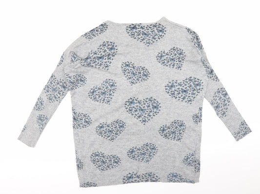 QED London Womens Grey Geometric Pullover Jumper Size S