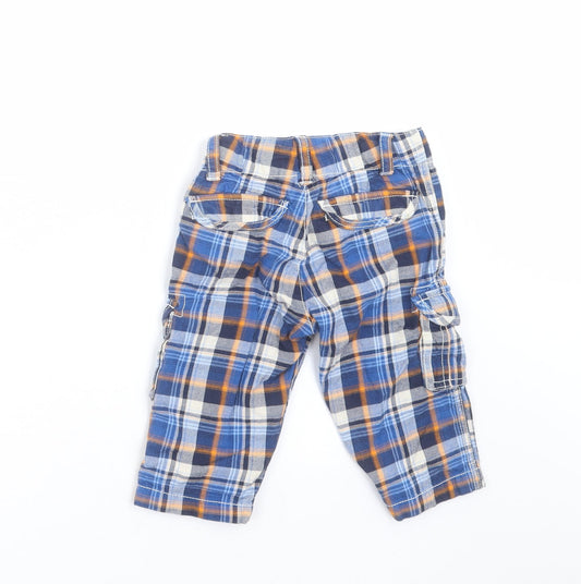 Mini Club Boys Blue Plaid Cargo Trousers Size 2-3 Years