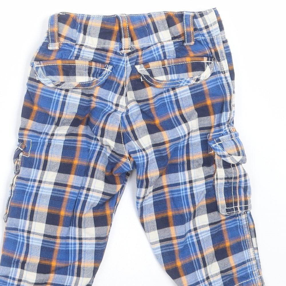 Mini Club Boys Blue Plaid Cargo Trousers Size 2-3 Years