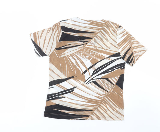 Tigi Wear Womens Beige Geometric Basic T-Shirt Size 10