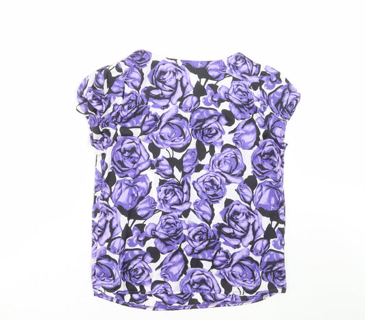 Autonomy Womens Purple Floral Basic Blouse Size 10