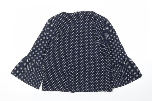 M&S Womens Blue Polka Dot Jacket Blazer Size 10