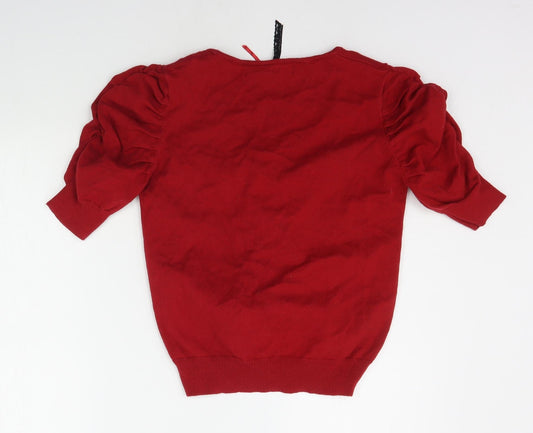 Womens UK Size 12 eVIE Red Cardigan Jumper