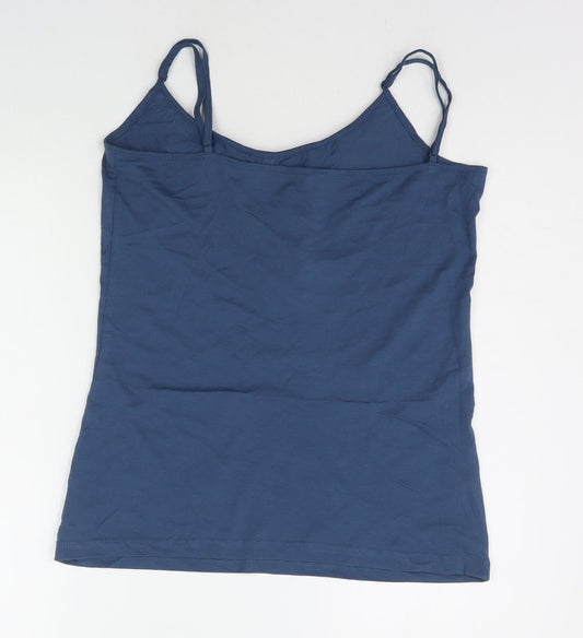 Denim & Co. Womens Blue Houndstooth Basic Tank Size 14