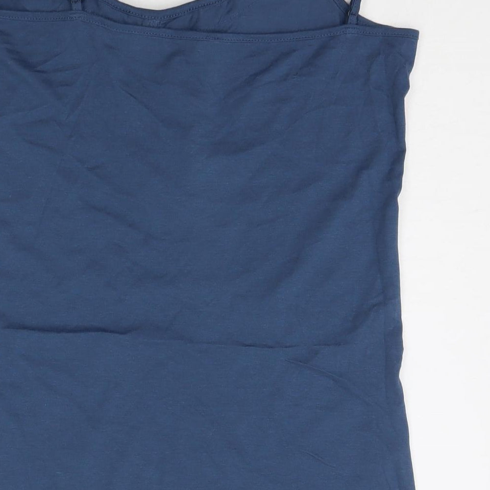 Denim & Co. Womens Blue Houndstooth Basic Tank Size 14