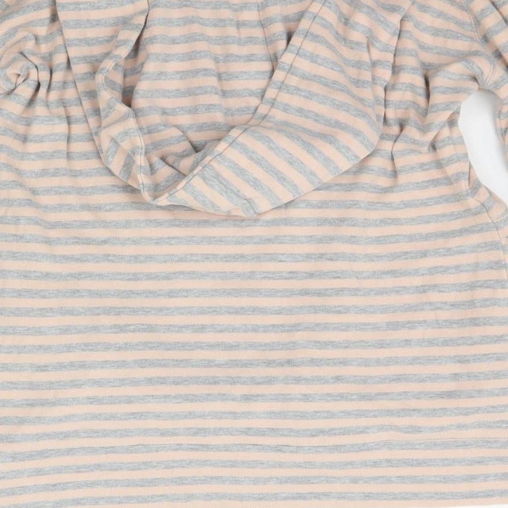 Brand and care label for Next women’s beige striped jumper dress, size UK 10