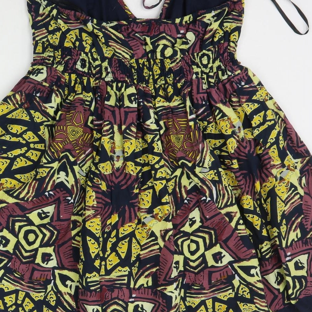 Atmosphere Womens Yellow Geometric A-Line Size 10