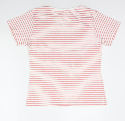Primark Womens Pink Striped Basic T-Shirt Size M