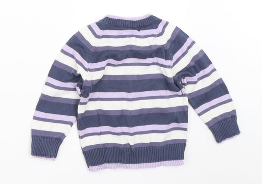 Matalan Girls Purple Striped Pullover Jumper Size 12-18 Months